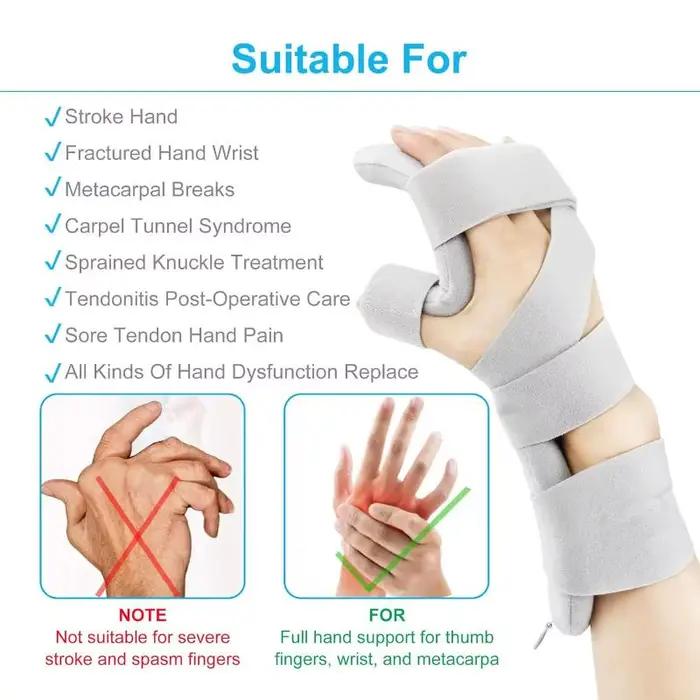 Attelle de main pour AVC, support réglable pour les doigts, attelle de nuit pour la main, soutien orthopédique pour le poignet, arthrite, tendinite, rééducation