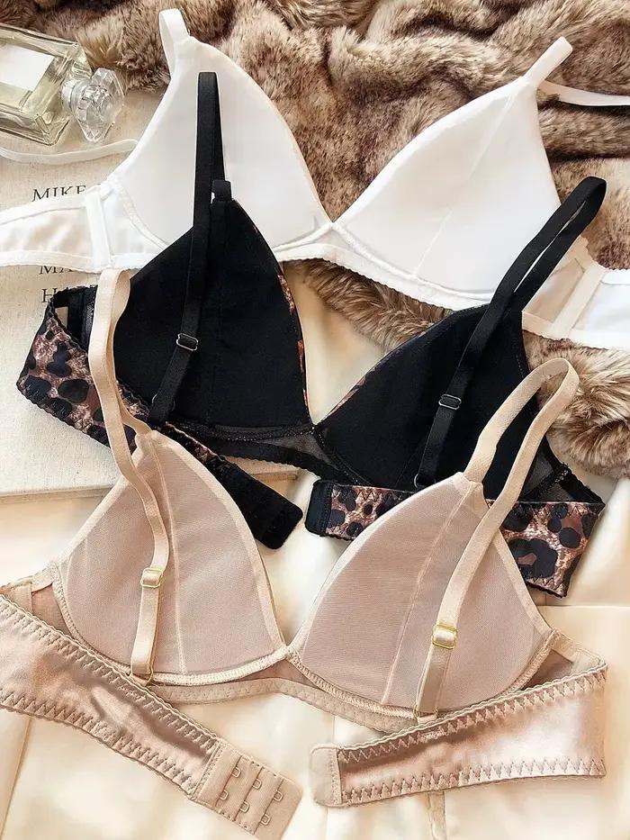 Ensemble de sous-vêtements sexy en soie pour femmes, soutiens-gorge sans fil, bralette française, soutien-gorge et string intimes sans couture, été
