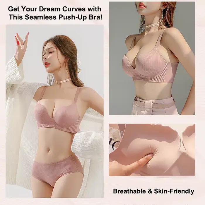 Soutien-gorge push-up ultra épais 6 cm pour petites poitrines, lingerie sans couture sans armatures rembourrée, effet liftant et rassembleur naturel pour poitrine plate