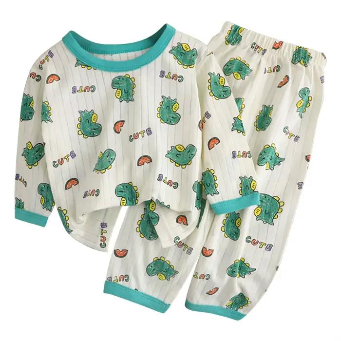 Vêtements de maison décontractés pour enfants, pyjama fin, costume de dessin animé, hauts + pantalons, ensemble 2 pièces, vêtements de nuit mignons pour bébés garçons et filles, printemps et été