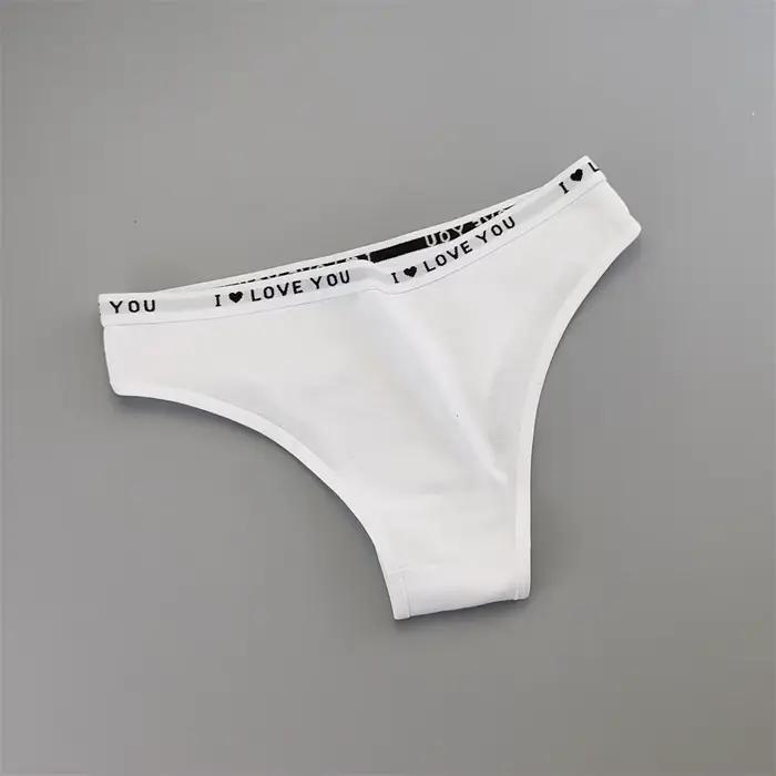 Culotte en coton avec lettres romantiques pour femme, culotte sexy pour femme, slip monochrome, culotte commandée confortable, document féminin, ensemble de 6 pièces