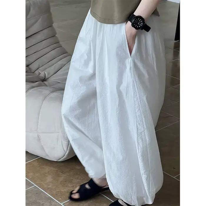 Bloomers surdimensionnés pour femmes, nouvelle mode d'été élégante, pantalon lanterne décontracté, ample, respirant, en coton, jambes larges, 2025