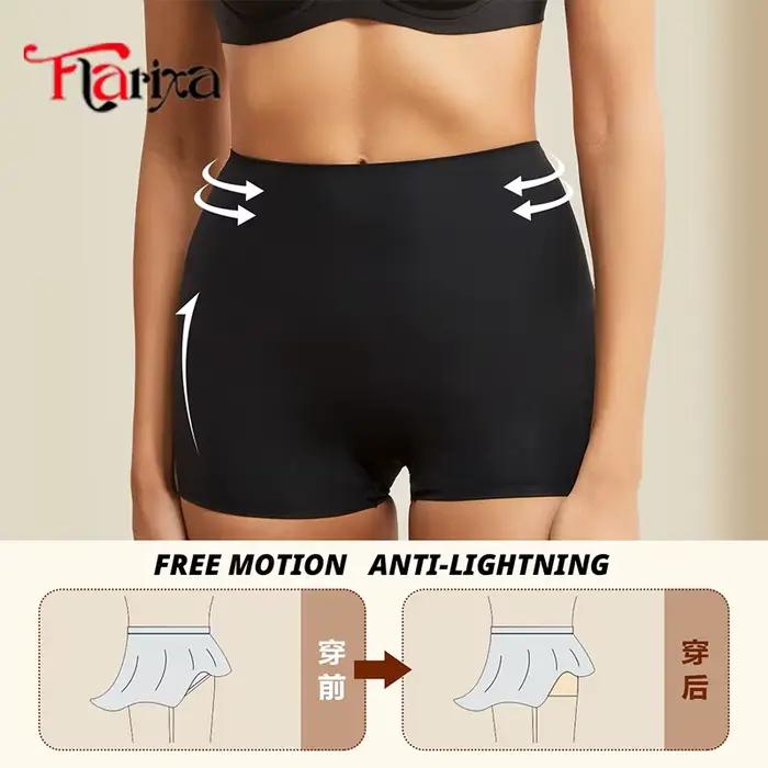 Flarixa short de protection sous les jupes BoyShorts femmes sans couture taille haute Boxer slips culotte de sécurité Anti-frottement jambe