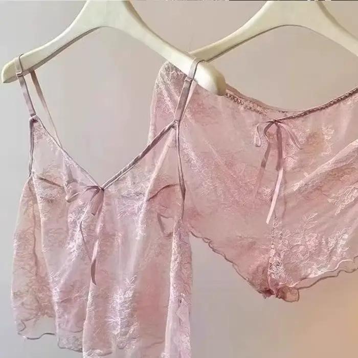 Lingerie transparente pour femmes, sous-vêtements transparents, ensembles de Lingerie Sexy, soutien-gorge et culotte en dentelle, Costumes féminins Sexy