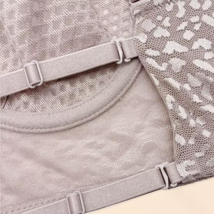 Lingerie française sexy en dentelle léopard pour femmes, soutien-gorge dos nu en forme de U, soutien-gorge invisible ultra-fin, bralette en maille