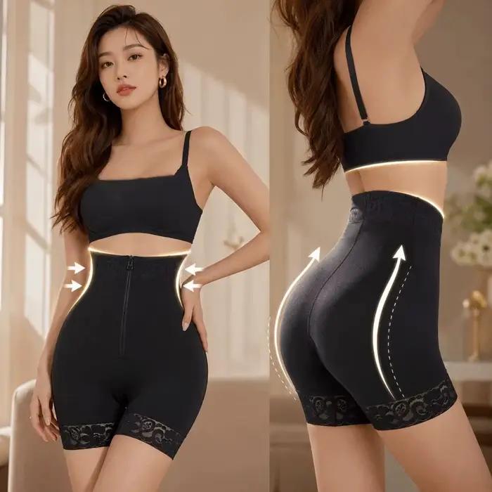 Lingerie gainante taille haute post-partum sans couture, amincissante, rehausseur de fesses, avec fermeture éclair frontale, pour le maintien de la taille post-partum