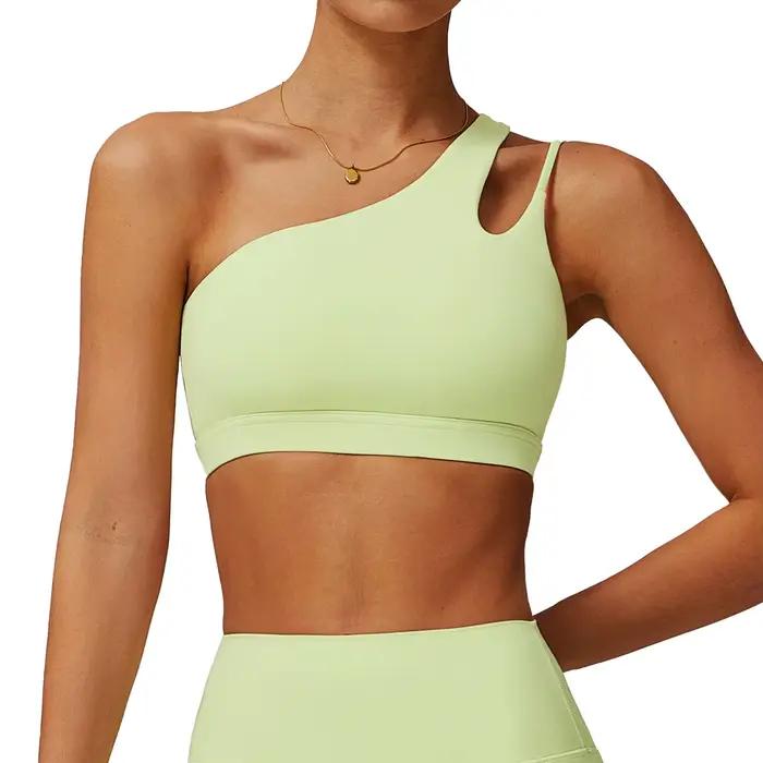 Soutien-gorge dos nu à épaules inclinées, soutien-gorge de sport nu, bretelles irrégulières, course à pied, gilet de Fitness, haut