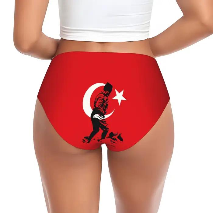 Culottes turques pour femmes, sous-vêtements extensibles avec drapeau turc, Mustafa Kemal Ataturk