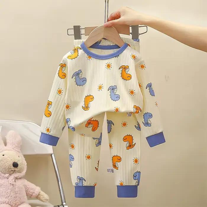 Ensemble de pyjama en coton doux à manches longues pour garçons, pyjama bleu pour tout-petits, voiture, 1 à 2, 3, 4, 5, 6, 7, 8, 9, 10 ans