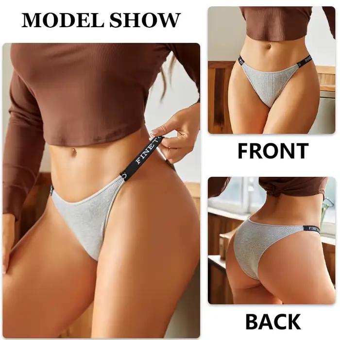 4 pièces coton culotte brésilienne femmes taille basse sous-vêtement bikini sexy respirant extensible ceinture slips couleur unie lingerie M-XL