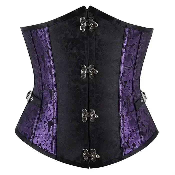 Steampunk hauts Corset femmes gothique Vintage Bustier Jacquard sous le buste Basques corps Shaper taille Cincher Korset