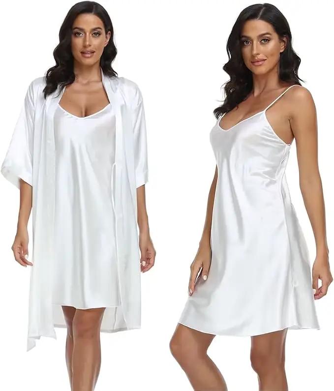 Ensemble pyjama de luxe en soie pour femmes robe à manches courtes jupe ample et confortable été élégant détente occasion spéciale
