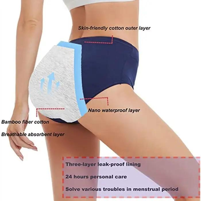 Culotte Menstruelle en Coton de Taille Haute, Sous-Vêtement Menstruel
