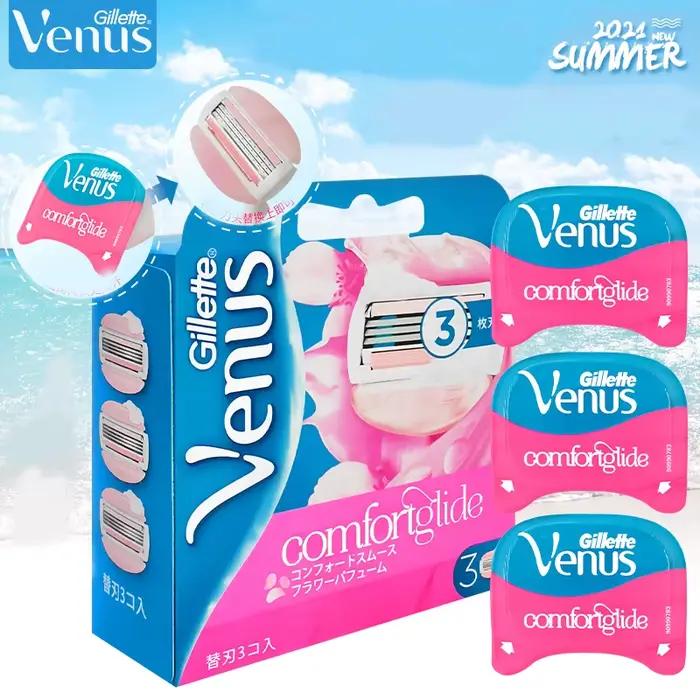 Gillette Venus femmes lame de rasoir 3 couches avec barre de savon lame de rasage lisse dame corps courbe lame remplaçable 3 pièces