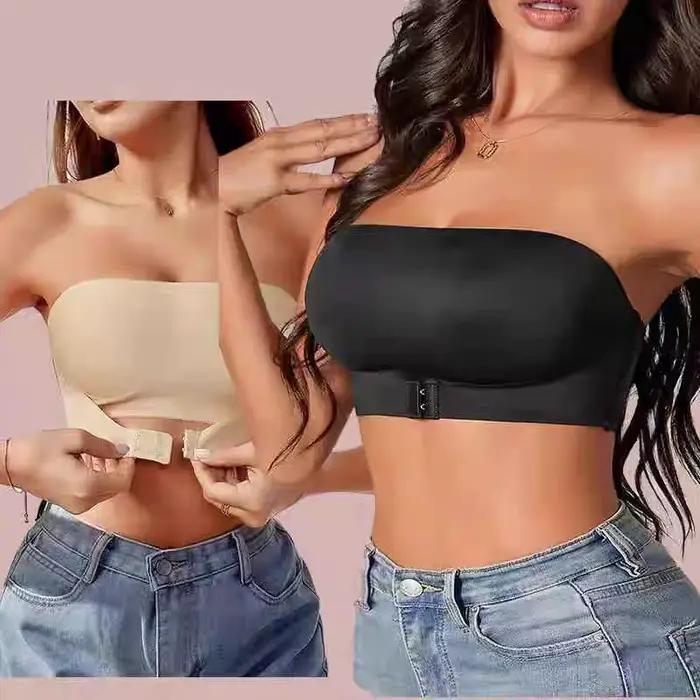 Soutien-gorge sans bretelles, Sexy, sans couture, bouton avant, Anti-éblouissement, rassemblement de la poitrine, beau dos, soutien-gorge sans bretelles, antidérapant