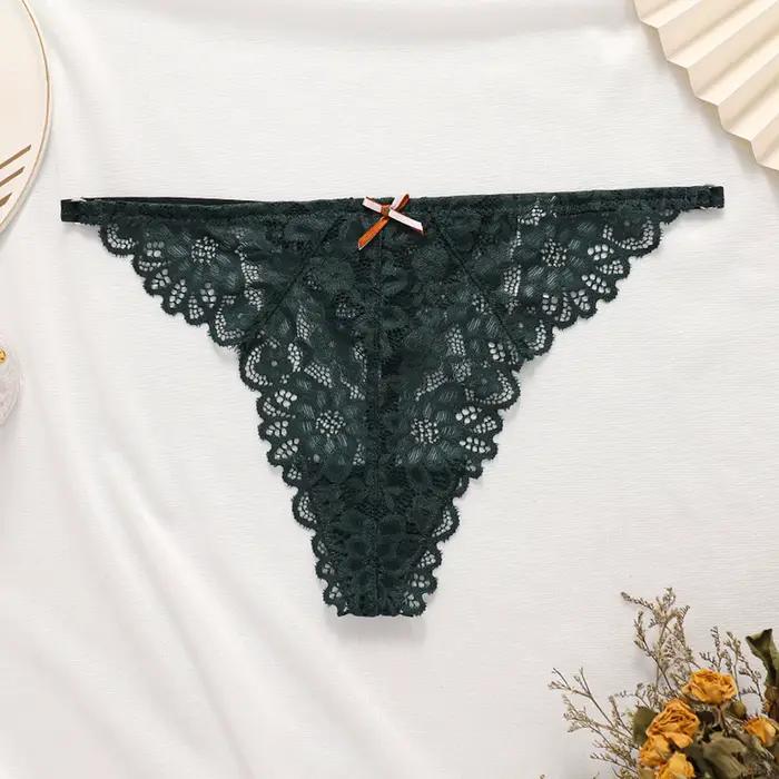 Été Cool Sexy Lingerie pour femme été femmes Sexy dentelle string dames creux respirant motif T pantalon femmes sans couture tongs