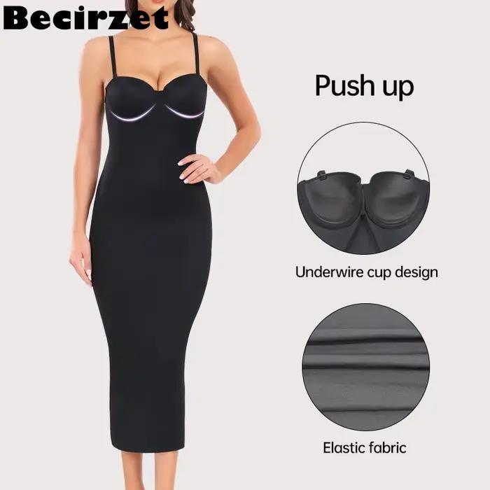 Becirzet-Sous-vêtements amincissants pour femmes, Body Shaper, Butt Lifter, TUNIControl, Soutien-gorge push-up, Ourlet, Robe fendue