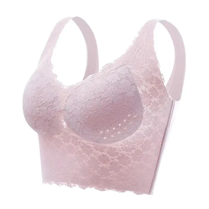 Soutien-gorge M-7XL grande taille pour femmes, sous-vêtements en dentelle sans couture, soutien-gorge push-up, grande bralette femme, brassière sans fil rembourrée, respirant Bh