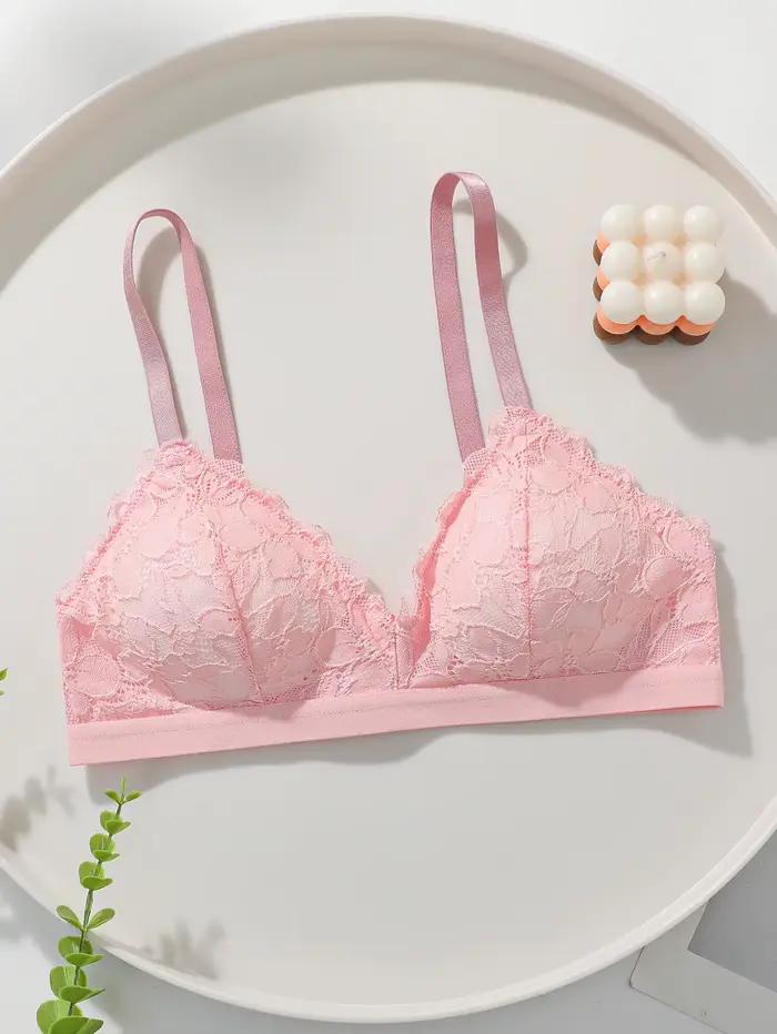 Soutien-gorge féminin en élasthanne et polyamide avec tasse trois quarts et rubans de dentelle rose pour femmes élégantes et confortables occasions quotidiennes