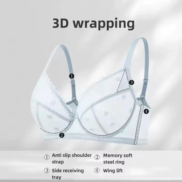 Soutien-gorge élégant grande taille pour femmes, Anti-affaissement, grande taille, sans doublure, minimiseur, dentelle à pois, sous-vêtements, nouvelle collection automne