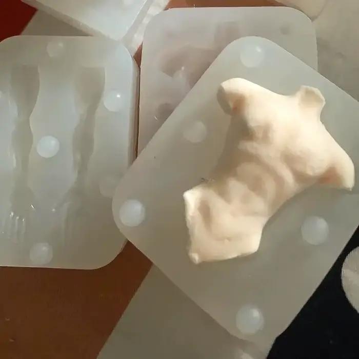 Moule en silicone pour corps masculin avec muscles abdominaux, fait main, pour sculpture en argile ultra-légère, outil créatif pour poupées et dessins animés