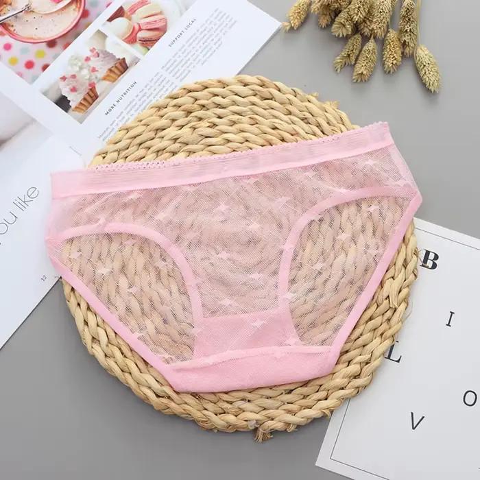 Culotte Sexy en dentelle transparente pour femmes, petit motif carré, embellissement, sous-vêtements confortables sans couture, Design pour Flair féminin