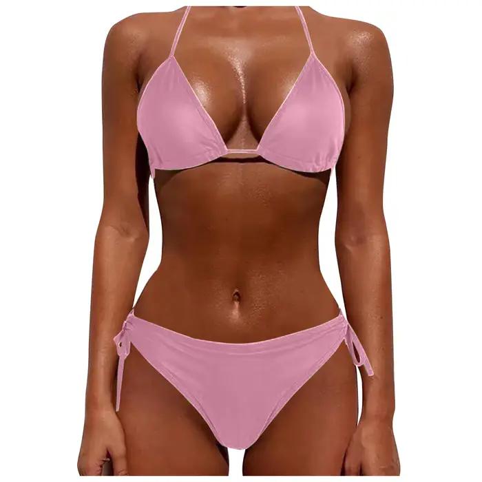 Ensemble de lingerie séduisante pour femme, bikini fendu sexy, maillot de bain à lacets, mode féminine, sans rembourrage, 7.0