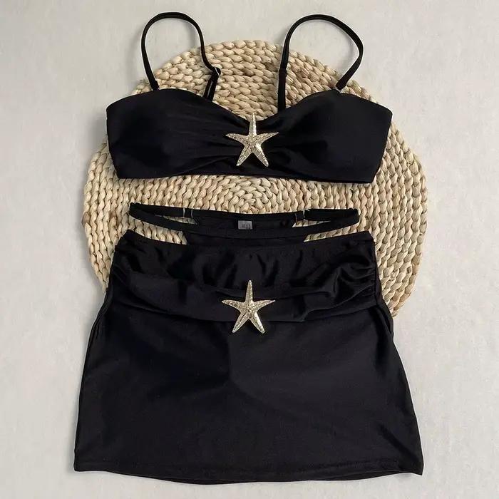 DEBAIOR 3 pièces Bikini femmes maillot de bain maillot de bain pour femme Sexy Bikini ensemble maillot de bain maillot de bain Biquini jupe brillant couverture Ups