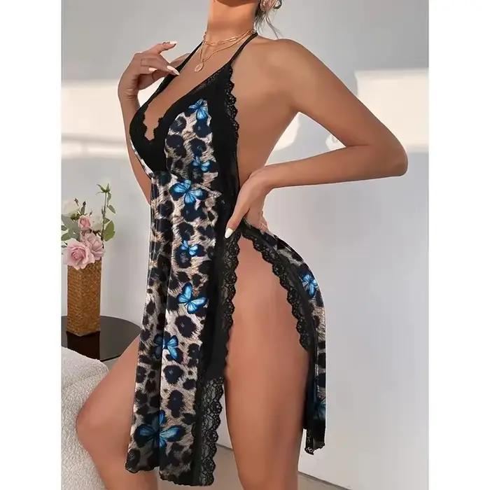 Sous-vêtements Sexy pour femmes, grande taille, chemise de nuit ample, pyjama fendu