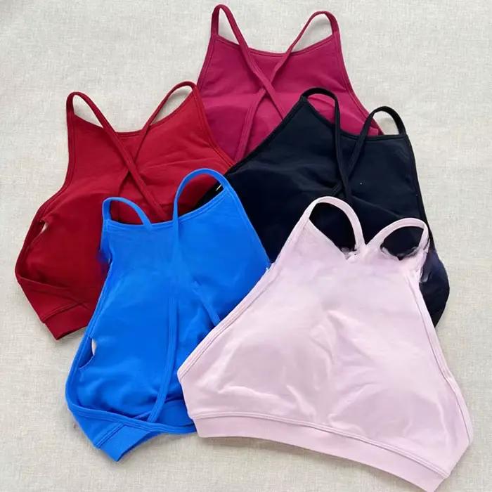 Soutien-gorge de sport de Yoga dos nu sans couture pour femmes, beau dos croisé, respirant, séchage rapide, mélange de Nylon, Fitness, entraînement de gymnastique