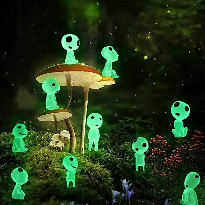 10 pièces d'elfes d'arbre qui brillent dans le noir |   Figurines fantômes lumineuses en résine pour jardin, Aquarium, maison de poupée, décorations extérieures d'Halloween