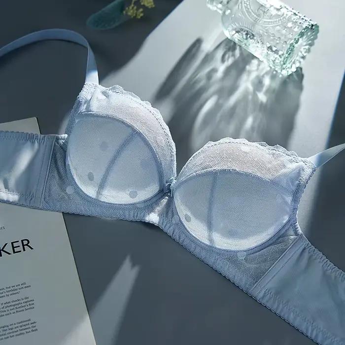 Soutien-gorge élégant grande taille pour femmes, Anti-affaissement, grande taille, sans doublure, minimiseur, dentelle à pois, sous-vêtements, nouvelle collection automne