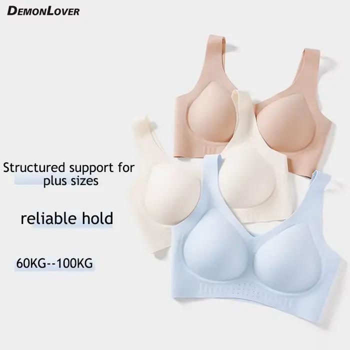 Soutien-gorge respirant grande taille pour femme, doublure en soie modale, soutien-gorge push-up structuré sans armatures, lingerie sans couture pour usage quotidien