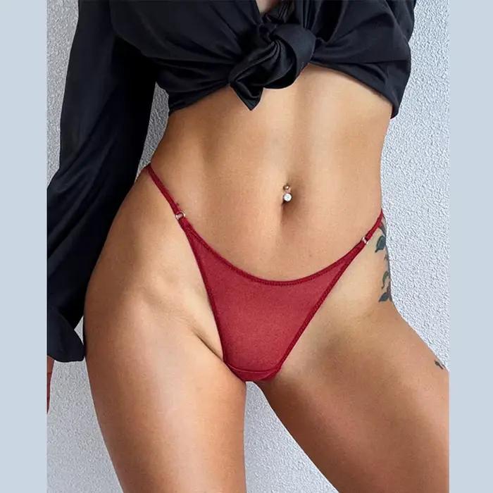 Dámské kalhotky Sexy síťované tanga Ultra-tenké spodní prádlo Průhledná gáza Sportovní fitness