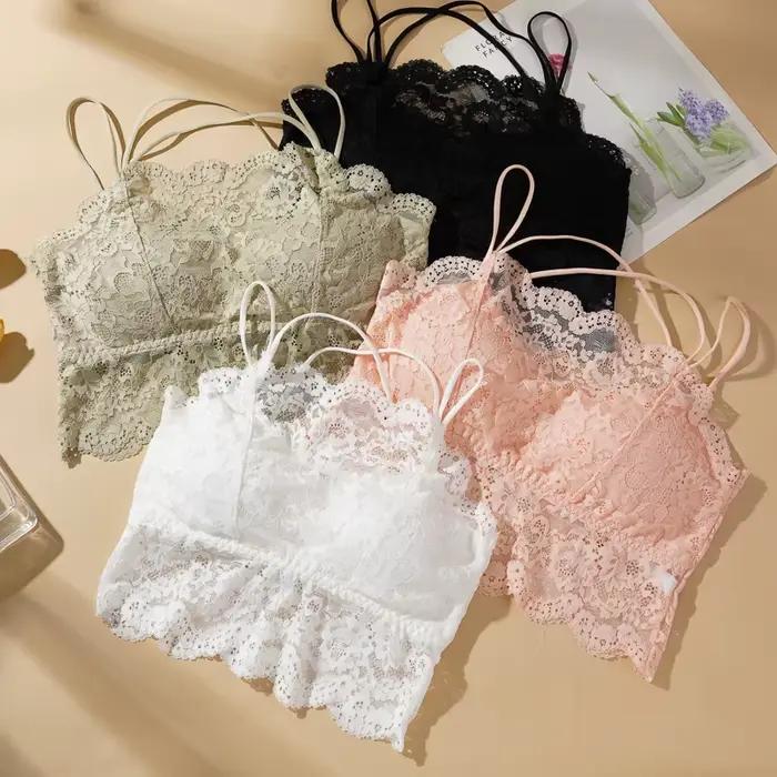 Soutien-gorge enveloppé de poitrine en dentelle pour femmes, Sexy, beau dos croisé, haut tubulaire, sans fil, coussinet de poitrine détachable, nouvelle collection