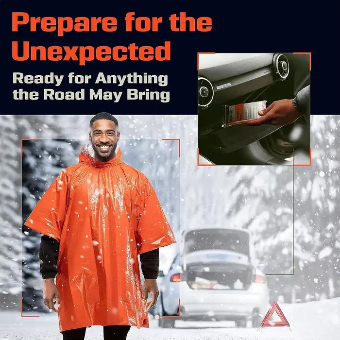 Poncho de pluie d'urgence, couverture thermique, résistant aux intempéries, équipement de Camping de survie en plein air, Gadgets de survie