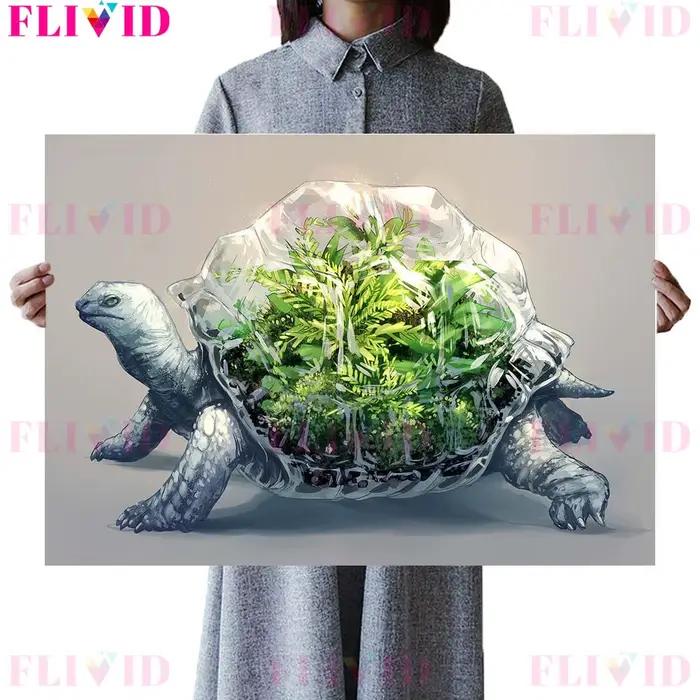 Affiches et impressions d'art mural de tortue d'escargot de pilule de crabe d'ermite, décoration à la maison sans cadre