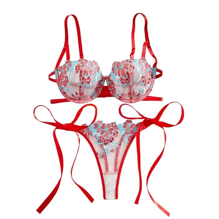 Lingerie ultra sexy, magnifique lingerie féminine, ensembles exotiques en tulle, broderie délicate, ensemble soutien-gorge et culotte, lingerie sexy pour jeunes femmes