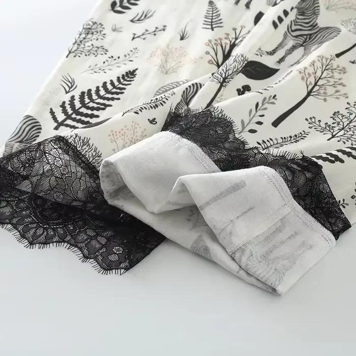 Pyjama en coton à manches longues pour femmes, vêtements de nuit élégants, style fin, haute qualité, maison, printemps, automne