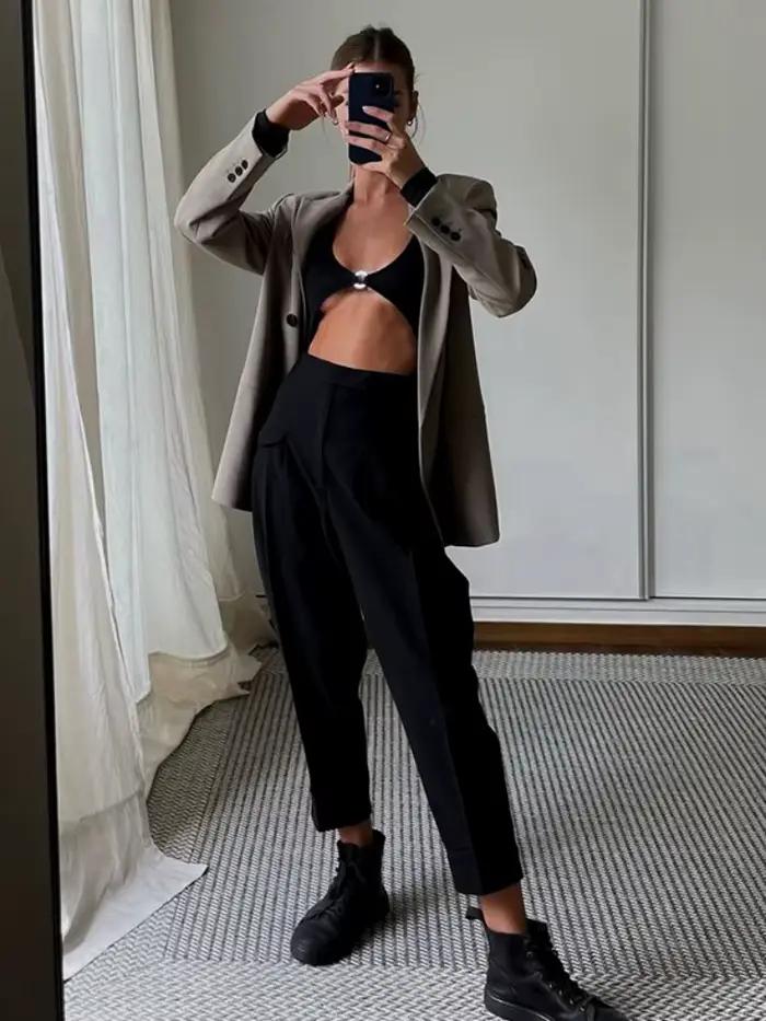 Body à paillettes Lingerie Sexy corps Feminino manches longues haut Corset noir une pièce tendances de la mode femmes vêtements évider