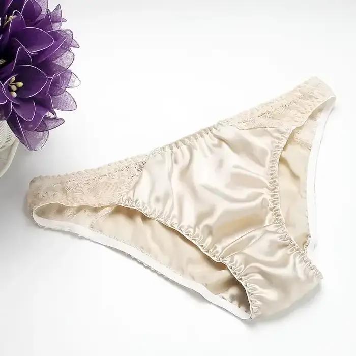 100% soie de mûrier sexy sous-vêtements en dentelle de soie respirant taille basse confortable slip antibactérien lingerie femme culotte