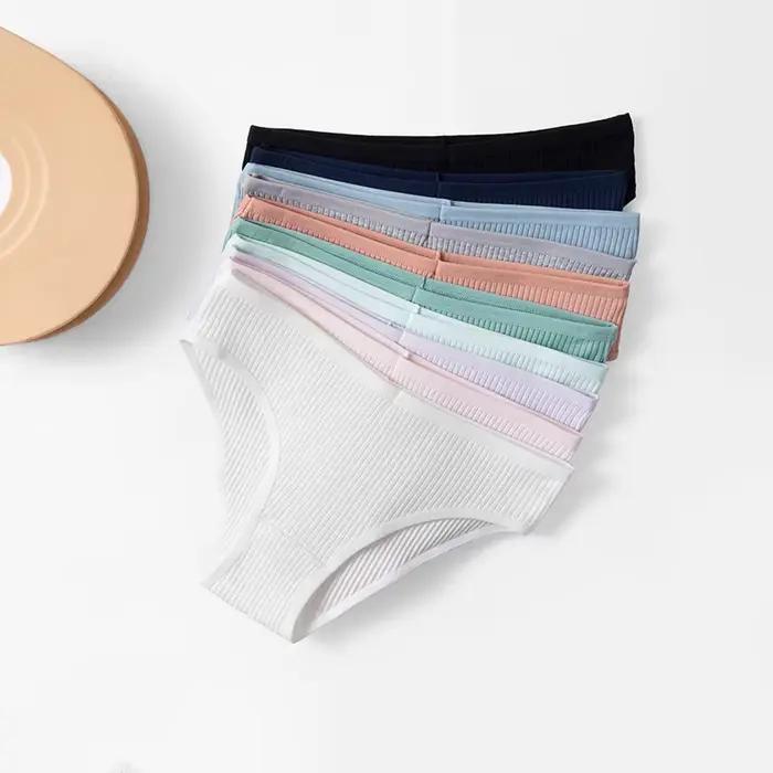 Culottes en coton doux pour femmes, sous-vêtements pour femmes, lingerie à rayures, culottes monochromes Bikinis, sous-vêtements InDispensLadies Slip Femme M-XL