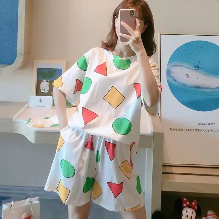 Pyjama Sin Chan pour femmes, vêtements de nuit d'été avec short, ensemble pyjama, vêtements de maison pour femmes, pyjamas Sinchan 2021