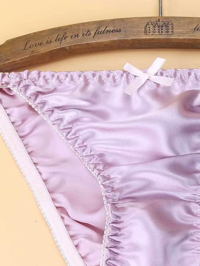 Sous-vêtements sexy pour femme en soie de mûrier 100%, élégants avec un nœud, culottes en soie à taille basse pour femmes