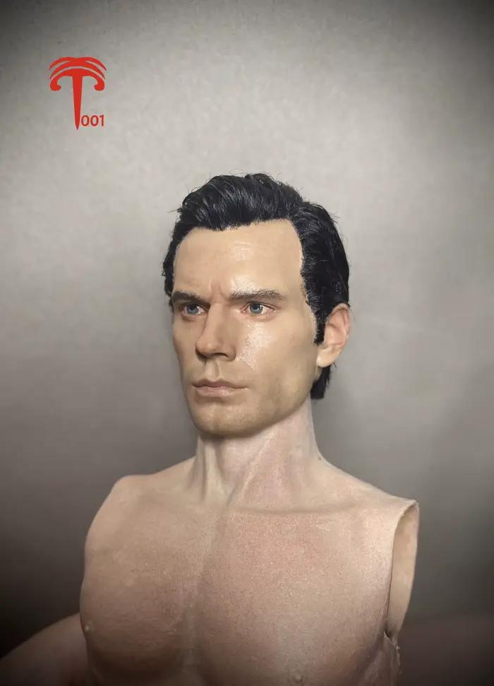 Tête de sorcière Henry Cavill sculptée XT001, sculpture de tête de greffe de cheveux adaptée aux poupées de corps de soldat masculin de 12 pouces, 1/6