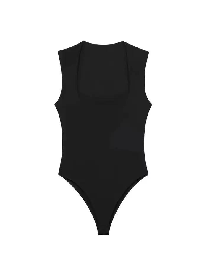 Body slim pour femmes, mode Sexy, col carré, sans manches, bouton-pression, combishort féminin, Mujer