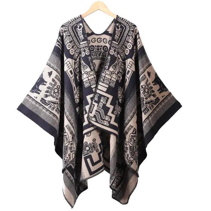 Poncho Vintage tendance fendu sur le devant pour hommes, Cape chaude, Capelet épais, nouvel arrivage pour les voyages sur route et la Cape de voyage
