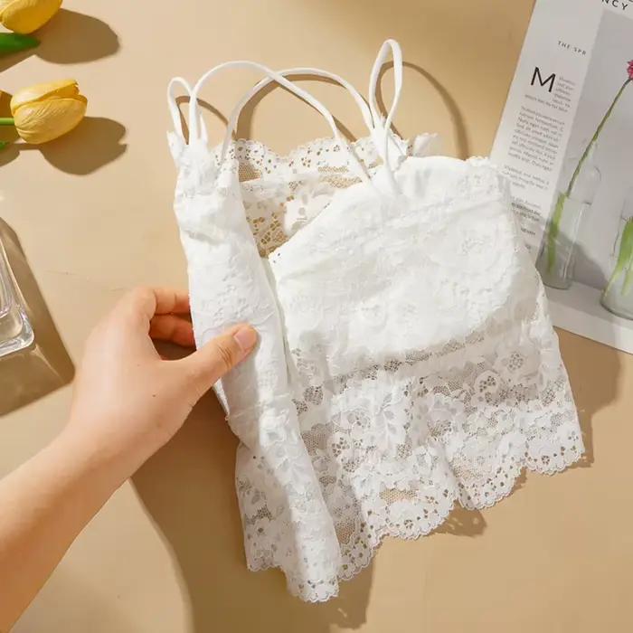 Soutien-gorge enveloppé de poitrine en dentelle pour femmes, Sexy, beau dos croisé, haut tubulaire, sans fil, coussinet de poitrine détachable, nouvelle collection