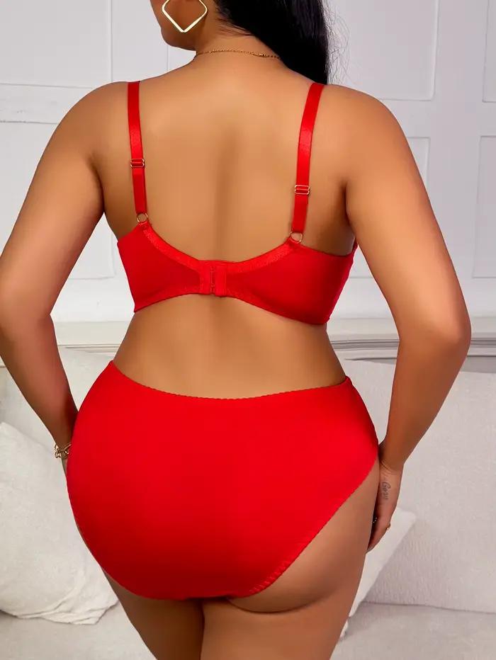 Ensemble de lingerie minimiseur grande taille, soutien-gorge de soutien rouge sexy lisse sans couture sans fil