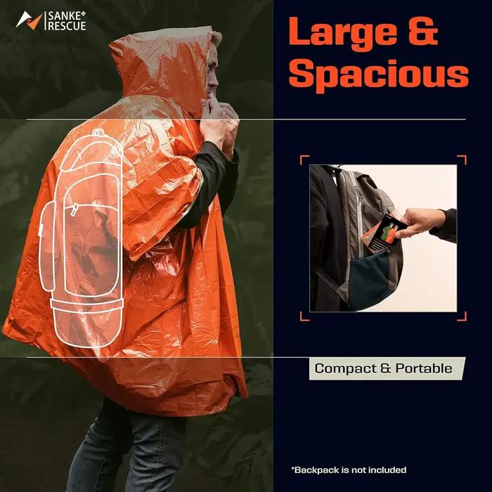 Poncho de pluie d'urgence, couverture thermique, résistant aux intempéries, équipement de Camping de survie en plein air, Gadgets de survie